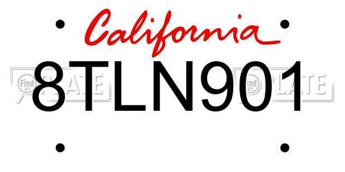 8TLN901 California License Plate
