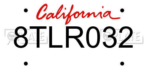 8TLR032 California License Plate