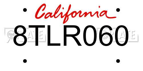 8TLR060 California License Plate
