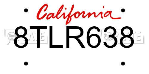 8TLR638 California License Plate