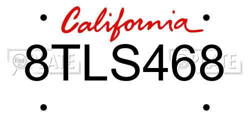 8TLS468 California License Plate