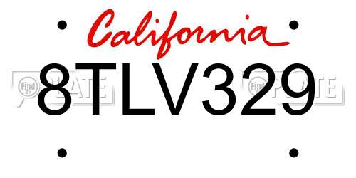 8TLV329 California License Plate
