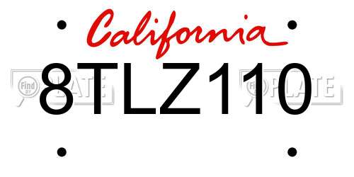 8TLZ110 California License Plate
