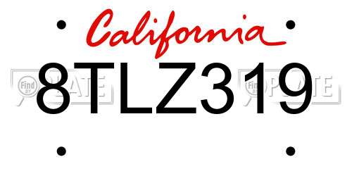 8TLZ319 California License Plate