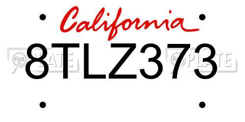 8TLZ373 California License Plate