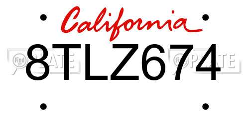 8TLZ674 California License Plate