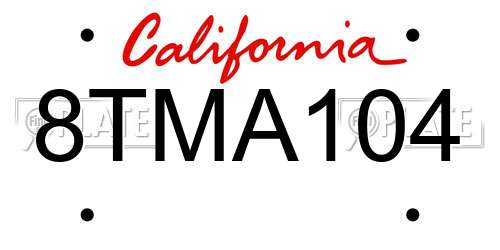 8TMA104 California License Plate