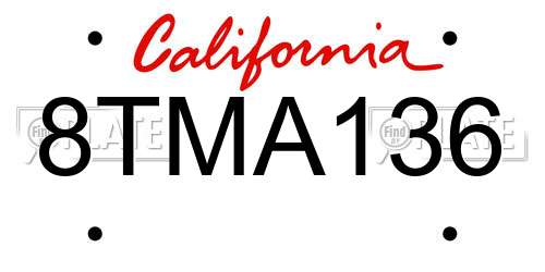 8TMA136 California License Plate