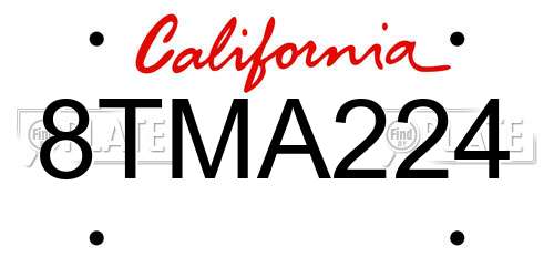 8TMA224 California License Plate
