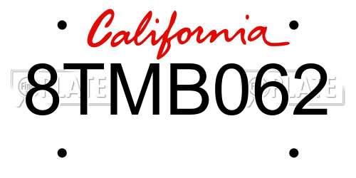 8TMB062 California License Plate