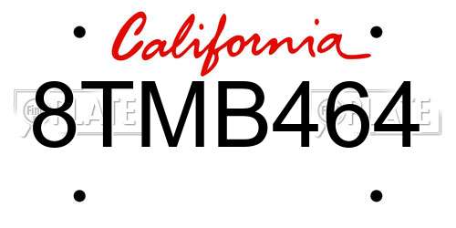 8TMB464 California License Plate
