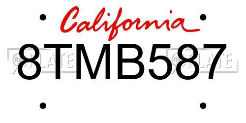 8TMB587 California License Plate