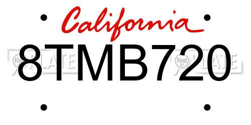 8TMB720 California License Plate