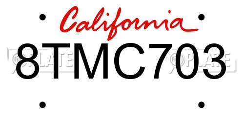 8TMC703 California License Plate