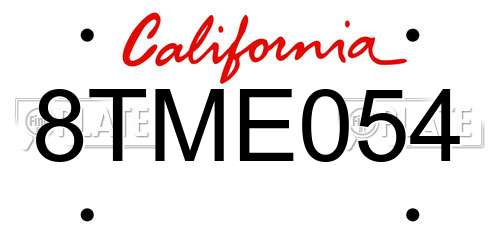8TME054 California License Plate