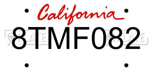 8TMF082 California License Plate