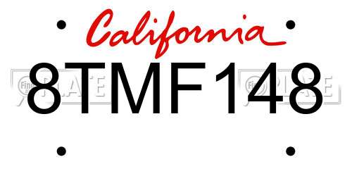 8TMF148 California License Plate