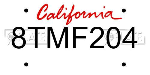 8TMF204 California License Plate