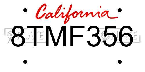 8TMF356 California License Plate
