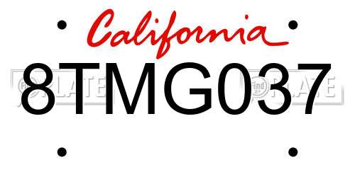 8TMG037 California License Plate