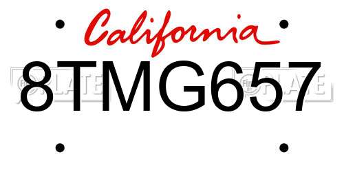 8TMG657 California License Plate