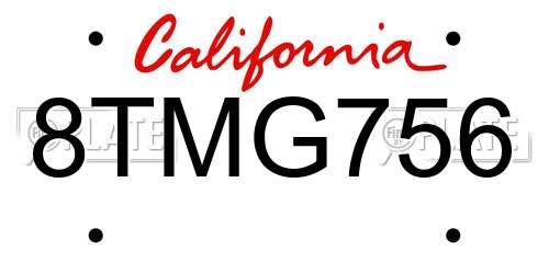 8TMG756 California License Plate