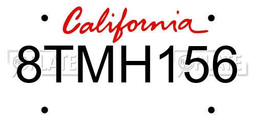 8TMH156 California License Plate