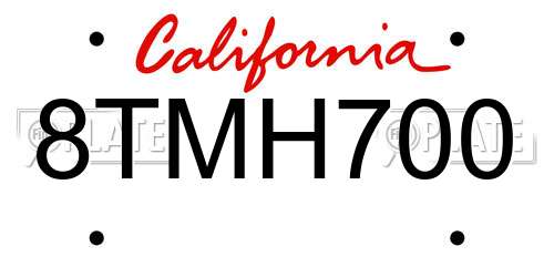 8TMH700 California License Plate