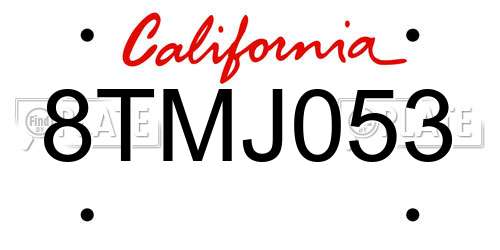 8TMJ053 California License Plate