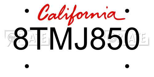 8TMJ850 California License Plate