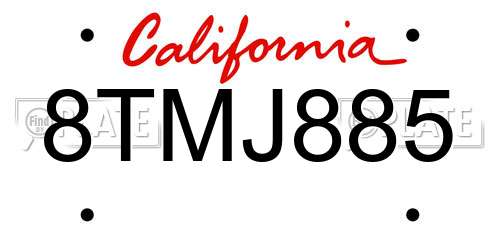 8TMJ885 California License Plate