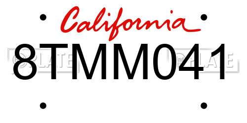 8TMM041 California License Plate