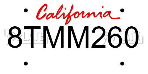 8TMM260 California License Plate