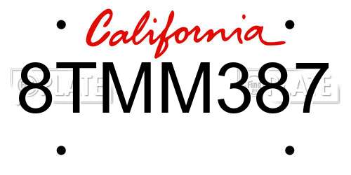 8TMM387 California License Plate