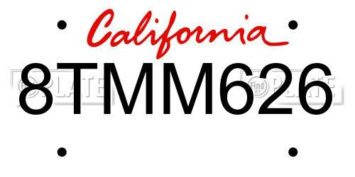 8TMM626 California License Plate