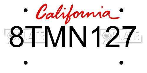 8TMN127 California License Plate