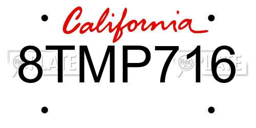 8TMP716 California License Plate
