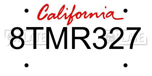 8TMR327 California License Plate