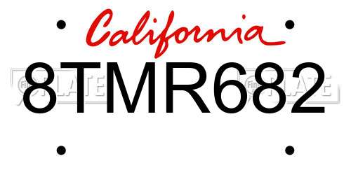8TMR682 California License Plate