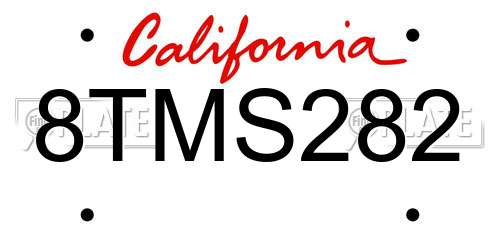 8TMS282 California License Plate