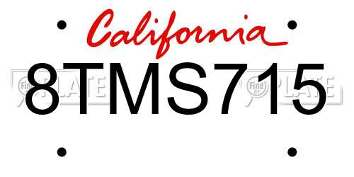 8TMS715 California License Plate