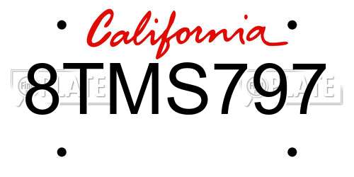 8TMS797 California License Plate