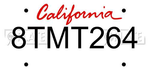 8TMT264 California License Plate