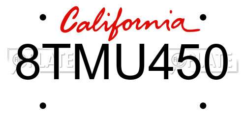 8TMU450 California License Plate