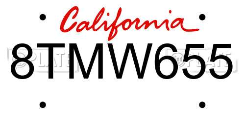 8TMW655 California License Plate