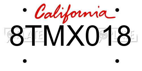 8TMX018 California License Plate