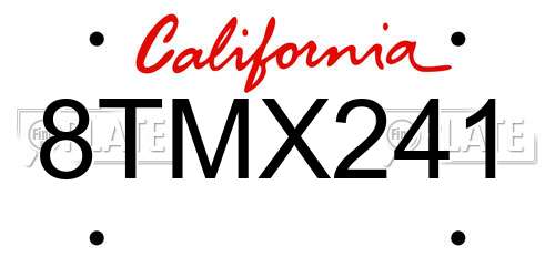 8TMX241 California License Plate
