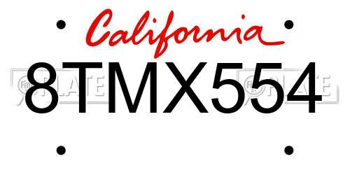 8TMX554 California License Plate