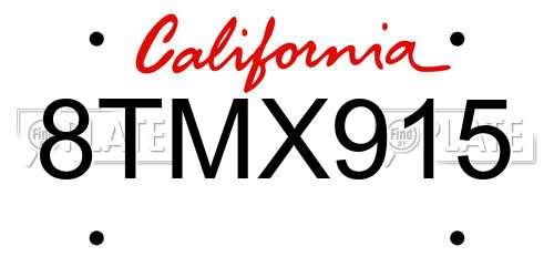 8TMX915 California License Plate