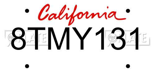 8TMY131 California License Plate